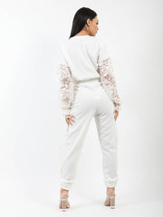 Bloemen kanten mouw en paneel detailcoördin