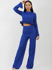 Ribbed Frill Hem Top & Trouser Co-ord