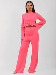 Ribbed Frill Hem Top & Trouser Co-ord