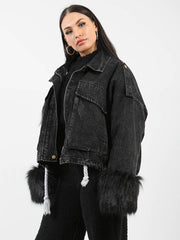 Oversized Faux Fur Lined Denim Jacket