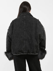 Oversized Faux Fur Lined Denim Jacket