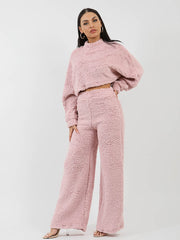 Teddy Crop Top & Hosen-Co-ordte