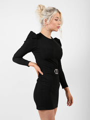 Double Ring Belted Bandage Dress