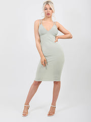 Double Strap Ribbed Midi Dress
