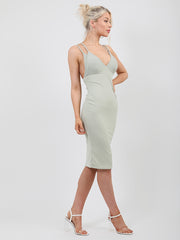 Double Strap Ribbed Midi Dress