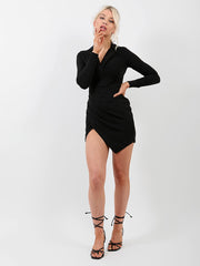 Tuxedo Style Wrap Front Dress