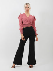 Shirred Hem Wrap Top