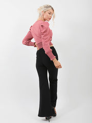 Shirred Hem Wrap Top