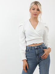 Shirred Hem Wrap Top