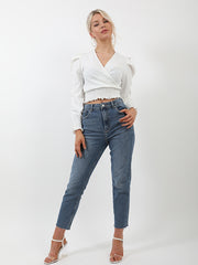 Shirred Hem Wrap Top