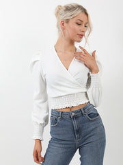 Shirred Hem Wrap Top