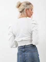 Shirred Hem Wrap Top