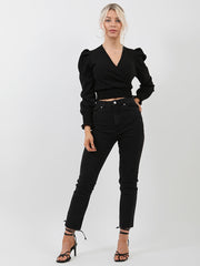Shirred Hem Wrap Top