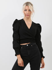 Shirred Hem Wrap Top