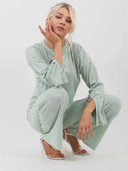 Button Detail Sleeve Ribbed Top & Trouser Co-ord