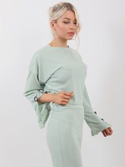 Button Detail Sleeve Ribbed Top & Trouser Co-ord