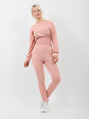 Shirred Hem Ribbed Top & Trouser Co-ord