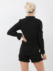 Frill Detail Long Top & Shorts Co-ord