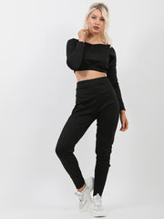 Off Shoulder Crop Top & Trouser Co-ord