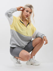 New Contrast Colour Block Zip Front Hoodie