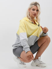 New Contrast Colour Block Zip Front Hoodie