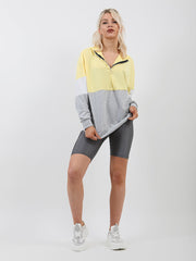 New Contrast Colour Block Zip Front Hoodie