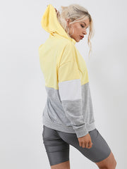 New Contrast Colour Block Zip Front Hoodie