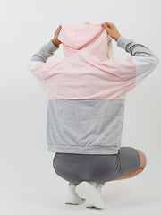 New Contrast Colour Block Zip Front Hoodie