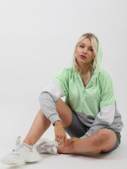 New Contrast Colour Block Zip Front Hoodie