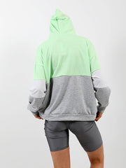 New Contrast Colour Block Zip Front Hoodie