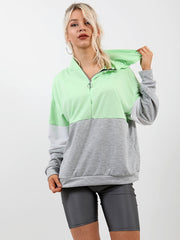 New Contrast Colour Block Zip Front Hoodie
