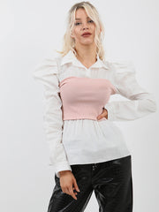 Ribbed Corset Puff Sleeve Top