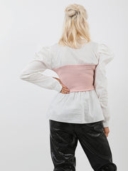 Ribbed Corset Puff Sleeve Top
