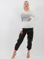 Ribbed Corset Puff Sleeve Top