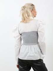 Ribbed Corset Puff Sleeve Top