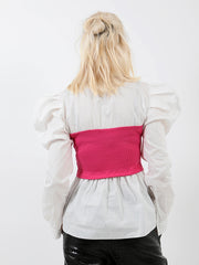 Ribbed Corset Puff Sleeve Top