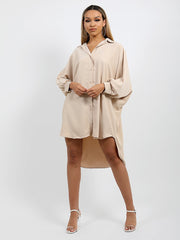 Oversized Dip Hem Shirt Dress