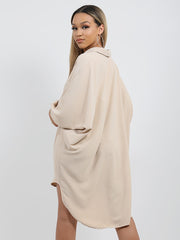 Oversized Dip Hem Shirt Dress