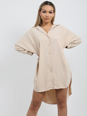 Oversized Dip Hem Shirt Dress