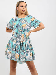 Paisley Print Frill Tiered Smock Dress