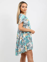 Paisley Print Frill Tiered Smock Dress