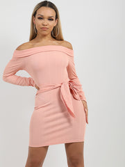 Rippenbindungsknoten Bardot -Kleid mit Knoten