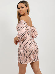 Polka dot slinky ruches jurk