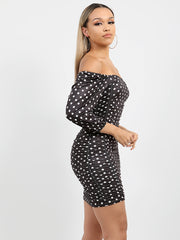 Polka dot slinky ruches jurk