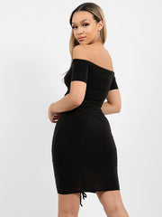 Slinky Ruched Bardot Crop Top & Skirt Coord