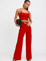 Chain Detail Crop Top & Trouser Co-ord