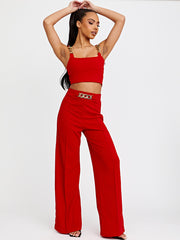 Chain Detail Crop Top & Trouser Co-ord