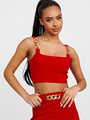 Chain Detail Crop Top & Trouser Co-ord