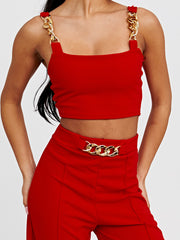Chain Detail Crop Top & Trouser Co-ord
