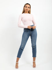 Bodysuit de detalles del corsé acanalado